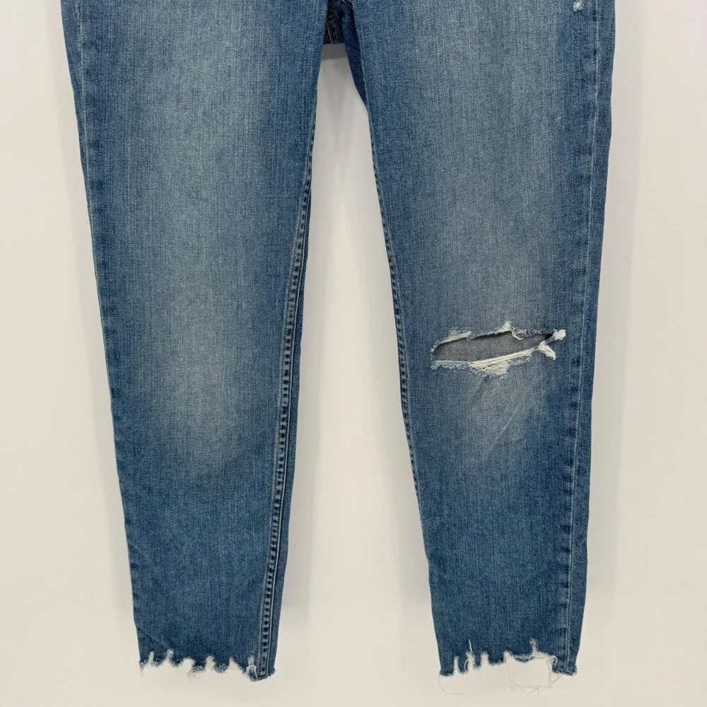 Rag & Bone Dre Low Rise Slim Boyfriend‎ Jeans Distressed Frayed Hem Blue Size 27